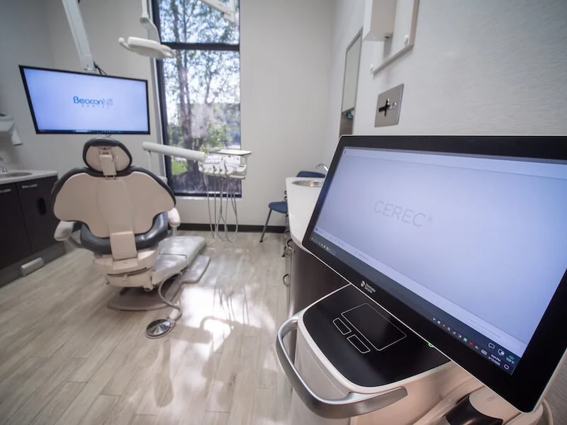 Patient exam room at beacon hill dental. 