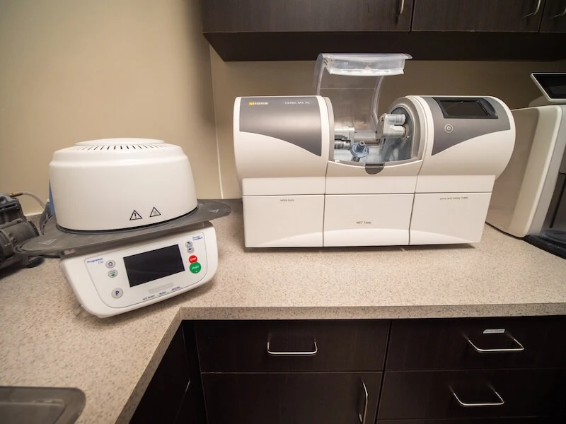A dental crown milling machine at beacon hill dental. 
