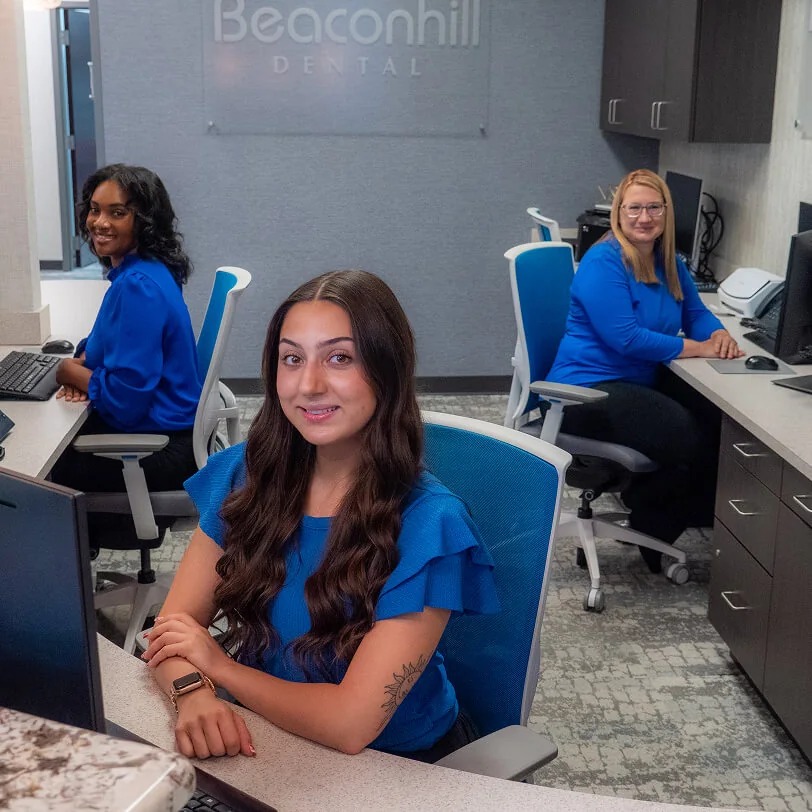 The friendly front desk staff at Beacon Hill Dental in Crown Point, IN.